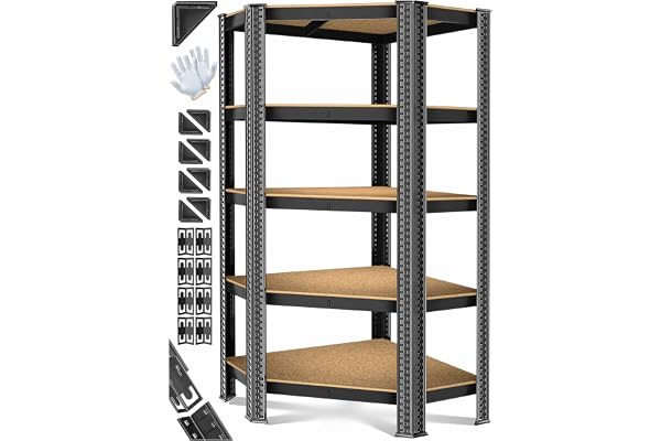 Masko® Étagère d'angle étagère de Stockage en métal, pour Charges Lourdes, 180 x 75 x 40 cm, jusqu'à 875 kg, étagère enfichable et d'atelier, Cave