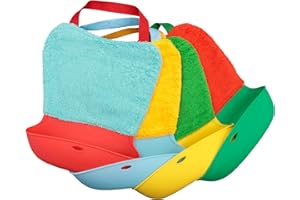 MFA MARFRAND 4 bavaglini impermeabili. bavaglini con elastico bambino in gomma. Bavaglino in spugna di cotone. Bavaglino in silicone con tasca per briciole unisex. Bavaglino soffiato. Marfrand ILLUSIONE