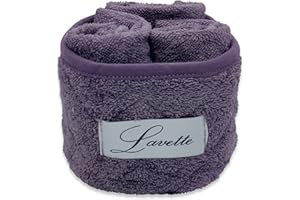 CA' D'ORO Cestino Lavette 100% Cotone 350 gr/mq con trapuntatura (Malva, 3 Lavette)