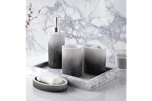 Sweet Home Collection Bathroom Accessories Collection Unique Decorative Beautiful Designs Bath Décor, 4 Piece Set, Urbana
