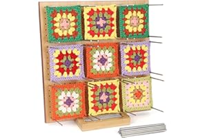 Coopay Granny Square Blocking Board, Crochet Blocking Board with Recess Channel for 30 Pegs Storage, Crochet Blocking Board and Pins Large 11 inch, Wooden Crochet Blocker, Blocking Board for Crochet