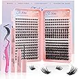 Fenshine Individual Eyelashes Extension Kit, 392Pcs 4 Styles D Curl Mix9-16mm Soft Natural Cluster Lashes, False Lashes for Personal Use at Home (Mix 9-16mm, Eyelashes Books Kit)