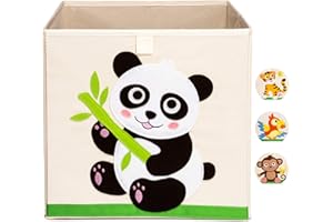 Ceria Star Kinder Aufbewahrungsbox | Spielzeug Box (33x33x33) mit Tiermotiven für Baby- und Kinderzimmer | Faltbare Spielzeugkiste zur Aufbewahrung im Kallax Regal | Panda