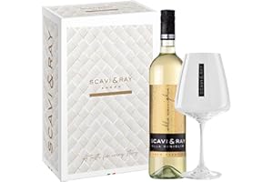 ‎SCAVI & RAY SCAVI & RAY Geschenkset – Alla Vaniglia Weißwein mit Designglas, 0,75L, 10% Vol. Alkohol – Weißwein mit Vanillearoma, perfekt zum Verschenken oder selbst genießen