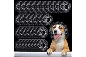 Weewooday 32 Stück Einweg-Haustier-Duschhauben aus Kunststoff zum Baden von Hunden, Ohrentropfen, Schutzkappe, transparent, überhängende Ohren, Schutz für Welpen, Kätzchen, Dusche, Regenwasser