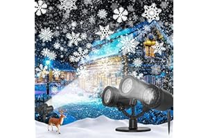 SZGIARUY Projecteur de Noël à flocons de neige pour l'extérieur 2025 Projecteur à flocons de neige triple amélioré avec projecteur dynamique à LED pour les décorations de Noël [classe énergétique A]