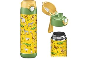 Jarlson - Gourde Enfant inox MALI - Bouteille Isotherme Enfant 350 ML - Gourdes sans BPA - pour l'école, Les Sports et la Maternelle