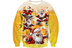 Fanient Homme Pull Moche Noël Pull Impression 3D Sweat De Noël Jumper Pull Tops À Manches Longues t-Shirt pour Femmes Hommes