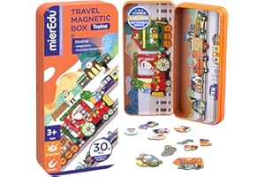 mierEdu Magnetspiel Box Züge – Magnetische Bausteine & Magnetspiel für Kinder ab 3 Jahre, Lernspiel & Reisespiel – Fördert Motorik & Fantasie, Spielzeug für unterwegs