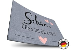 ‎ELBFUCHS ElbFuchs [NEU] Fußmatte I Schön, DASS du da bist [EXTRA rutschfest & WASCHMASCHINEN GEEIGNET] Fußmatte aussen & innen I Türmatte | Fußabtreter | 40x60 cm | Grau