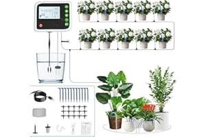 SoulBay Irrigation System Kit, Automatic Plant Waterer Greenhouse Watering System Drip Irrigation System with Timer and 150cm Hose for Garden Indoor Outdoor Plants Lawn Potted Balcony Vegetables
