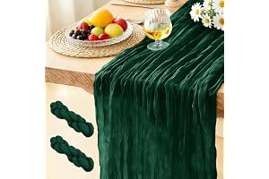 2 Styck Bordlöpare Mörkgrön, 300 x 90 cm Bordslöpare Ostduk Bohemisk Gasväv Rustik Löpare för Bröllop, Födelsedagsfester, Möh