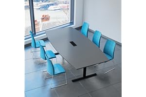 WEBER BÜRO Weber - Tavolo da conferenza a forma di barca da 240 x 120 cm, serie Easy, colore: antracite con meccanismo elettrificato