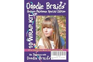 DOODLE BRAIDS Unicorn Rainbows hair wrapping kit, girls’ hair accessories and styling, hair kit, hair styling gifts for girls, festival and party hair. Hair wrapping made easy DIY kit. 10 hair wrap set