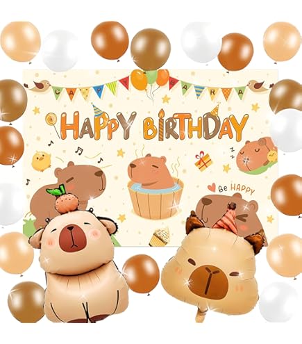 Palloncini Foil A Forma Di Capibara Per Compleanno | Decorazioni Per Feste A Tema Animali | 8 Pezzi Per Baby Shower E Festa Bambini
