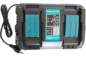 YASI MFG Cargador de batería para Makita Doble Cargador DC18RD 4A 14.4 V 18 V Cargador rápido DC18RA DC18RC 196933-6 para Makita batería BL1815 BL1830 BL1840 BL1850 & BL1415 BL1430 BL1440 BL1450