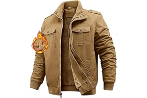 Niwicee Chaqueta Hombre Invierno Militar Cazadora Jacket Forro de lana Chaquetas de Trabajo Con Múltiples Bolsillos Cortaviento Casual Cálida Chaqueta de Algodón