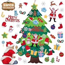 Sapin De Noël En Feutre à Faire Soi-même Avec 33 Décorations Amovibles - Déco Murale Réutilisable Pour Enfants - 5