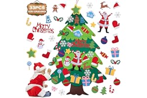 VASIN Filz Weihnachtsbaum, 102 cm DIY Filz Deko Weihnachtsbaum für Kinder, 33 Filz Weihnachten Set Hängend Dekor Mit Abnehmbaren Hängenden Ornamenten Filz Weihnachtsbaum Für Home/Tür/Wand Hängend Dekor