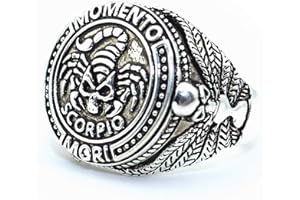 PIKALF Skorpion Ring für Männer, Gothic Skorpion Schädel Ring, Vintage Skorpion Sternzeichen Sternbild Ring, Retro Skorpion Totem Amulett Ring, Halloween Biker Ringe, Punk Tier Schädel Schmuck Geschenk