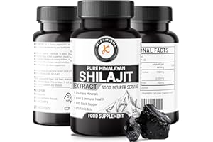 KEKA NATURALS Shilajit Capsules 6000mg - 67% Fulvic Acid - 100% Pure Himalayan Organic Shilajit - 85+ Trace Minerals - with Black Pepper - Energy, Performance & Immune Health - 60 Veggie Caps