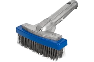 BlueStars Heavy Duty 5in Swimming Pool Brush with Stainless Steel Bristle Wire and Aluminium Handle 5" - Suitable for Tackling Stubborn Stains on Walls, Tiles, Floors, Steps, and Corners…