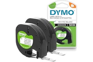 Dymo LetraTag etichette originali di carta autoadesiva | rotolo da 12 mm x 4 m | stampa nera su bianco | LT etichette autoadesive per etichettatrice LetraTag | 2 pezzi