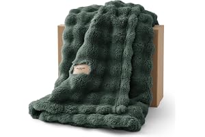 BEDSURE Gosig filt fluffig bubbelfilt – mörkgrön, 150 x 200 cm