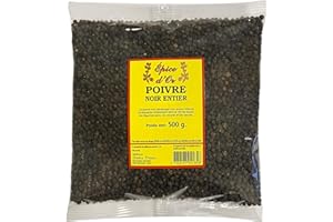 Poivre Noir En Grain 500g - Epice d'Or, 100% Naturel, En Grain, Végan, Sans Additifs ni Conservateurs Pour Une Saveur Authentique
