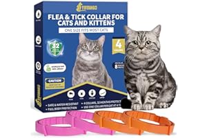 YOTANGO Collare Antiparassitario per Gatti, 4 Pz Naturale Collare Antipulci Gatto, Impermeabile Collare Antipulci e Zecche per Gatti, 32 Mesi di Protezione Antipulci per Tutti i Gatti (Rosa&Arancione)