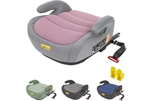Jovikids I-Size Booster Seat for Car with ISOFIX, 125-150cm (Group 2/3, 6-12 Years), Portable Booster Seat for Kids, Comfortable, Compact, Convenient for Everyday Use, Great for Travel, ECE R129, Pink