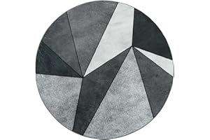 Betadistor Modern Round Rug Abstract Area Rugs Large Living Room Washable Non Slip Area Rug Diameter 120cm Grey Carpet Bedroom Accent Mat Home Décor Rugs Pads Floor Protectors 402-01120