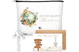 Clabby Geschenksets für Kollegen mit Inspirierende Kosmetiktasche Engel Anhänger Pass auf Dich auf Schlüsselanhänger Ermutigende Grußkarte und Umschlag Abschiedsgeschenk Ruhestand Jobwechsel