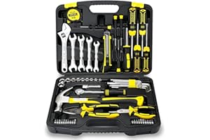 DOWELL 61-teiliger Werkzeugsatz Mechaniker Werkzeugsatz Steckschlüsselsatz Autoreparatur Haushaltsreparatur Handwerkzeugsatz mit Kunststoff-Werkzeugkasten Aufbewahrungskoffer