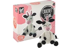 Craft ID Kit de Crochet pour Débutants Coffret Amigurumi | Vache | Pack d'Aiguilles de Tricot à Crocheter pour Enfants et Adultes | Tricoter des Peluches