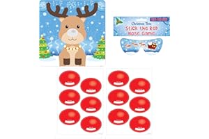 D.A.Y. Republic Stick the Red Nose on the Reindeer, Party Games for Kids, Perfect Party Favours Pin Game Includes Blindfold, Stickers, and Backdrop Poster, Party Supplies Decoration (Reindeer Themed)