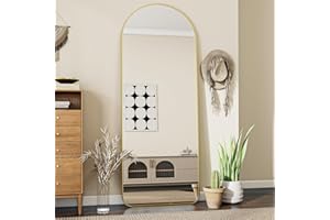 Koonmi 52 x161 cm Arch Mirror Full Length, Standing Full Body Dressing Mirror with Round Corners, Wall Mounted, Leaning, for Living Room, Gold