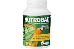 Nutrobal, Calcium & Vitamin D3 Mineral Supplement for Birds & Reptiles, Powder, Easy to Administer, 100g