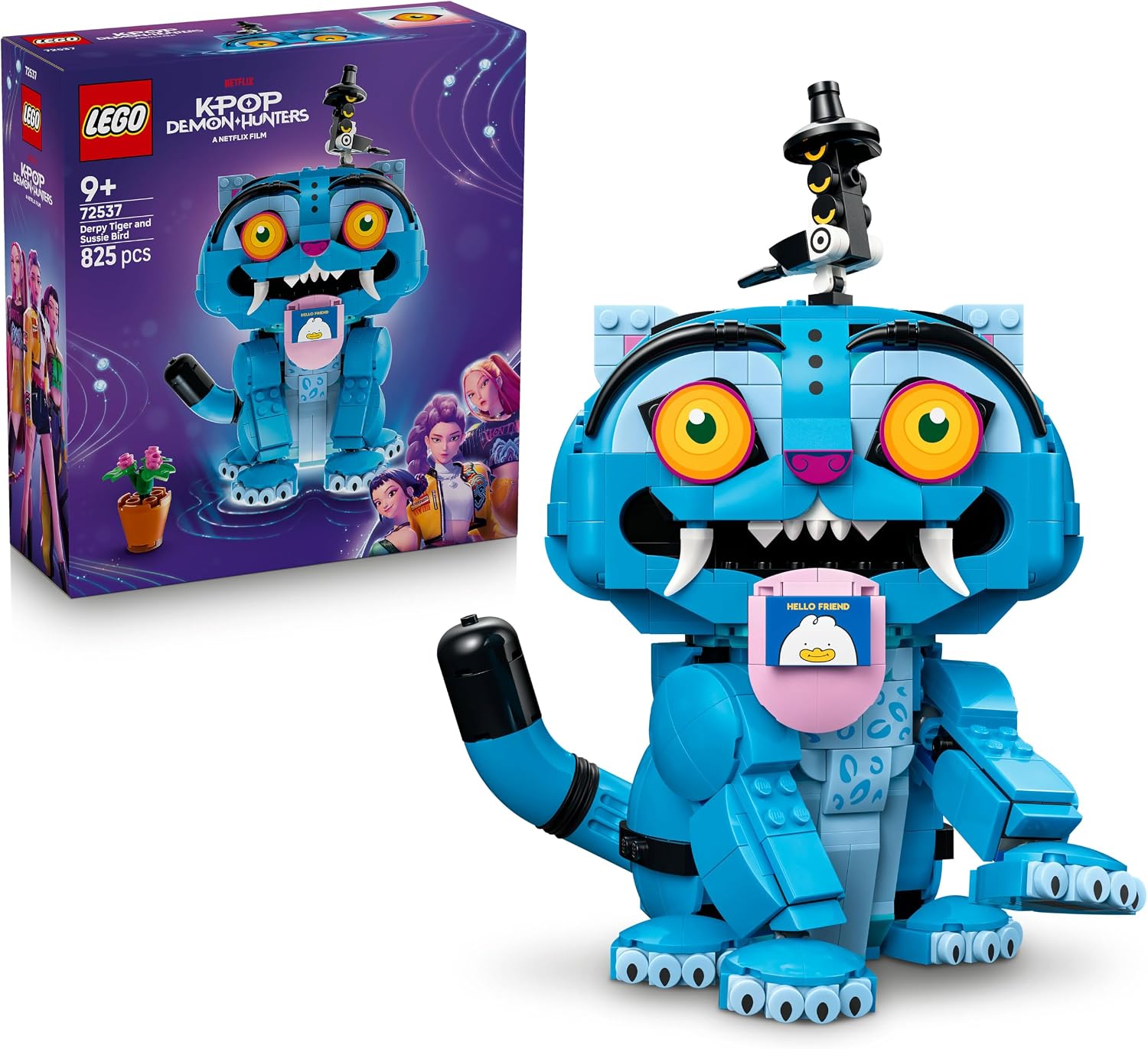 LEGO KPop Demon Hunters Derpy le Tigre et Suzy la Pie - Jouet KPop - 2 Figurines d'Animaux & Pot de Fleurs - Décoration Chambre d'Enfant - Cadeau Musique pour Fille, Garçon & Fan du Film 9 ans 72537
