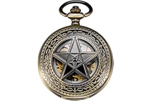 TREEWETO Montre Gousset Mecanique Montres Poche Steampunk Squelette rétro Pendentif Montre Gousset Dore