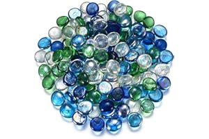 YITYDAMAI 1000 g/200 Pièces Galets de Verre, Bille en Verre, Cailloux de Verre, Pierres Perles Pépites Gemmes Carreaux de Mosaïque Décoratives pour Mariage/Fête, Décoration Table, Vase Décor d’Aquarium