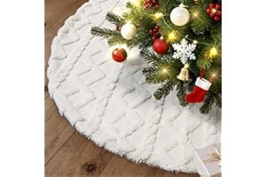 Lanpn Weihnachtsbaum Decke 90cm Christbaumdecke Groß Plüsch Weihnachtsbaum Röcke Rund Tannenbaum Decke Unterlage Teppich Weihnachtsbaumdecke für Innenbereich Christbaumschmuck Weihnachtsdeko (Weiß)