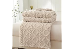 ‎WONGS BEDDING WONGS BEDDING Kuscheldecke Flauschig 150x200 Wohndecke Lammdecke Flauschige Weiche Sofadecke Fleecedecke Couchdecke Warme kuscheldecke für Bett Sofa, Beige