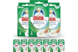 Duck Toilet Fresh Strips, Toilet Cleaner & Descaler, Fights Stains That Harbour Germs, Long Lasting Fragrance, Pine, Pack of 10 (30 Strips)