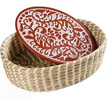 Hostess Terrakotta-Brotkorb Set Mit Wärmestein - Inkl. Zange & Tücher, Hält Brot Warm