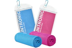 flintronic Ręcznik chłodzący, na szyję, szybkoschnący, golfowy, dla natychmiastowej ulgi, miękki, oddychający, z mikrofibry, fitness, do podróży, wędrówek, na siłownię, do jogi, 122 x 30 cm, 2 szt.