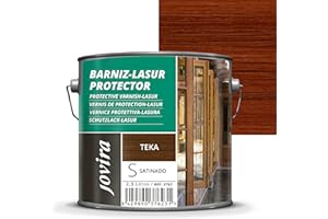 JOVIRA PINTURAS. BARNIZ LASUR PROTECTOR SATINADO (7 colores) Protege, decora y embellece todo tipo de madera (2,3 Litros, Teka) D-03