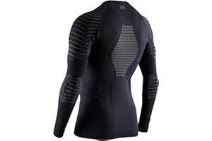 X-Bionic Invent 4.0 Camisa de Cuello Redondo y Mangas largas para Hombre, Ideal para Deportes de Invierno, termorregulación óptima y compresión Ligera - Negro/Carbón, M