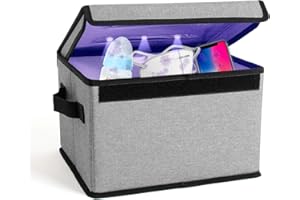 Todeco Borsa Sterilizzatore UV Scatola Sterilizzatori con 6 UVC Lampade di Disinfezione Ultravioletta, Sterilizzazione Rapida al 99,99%, Lampada UV Germicida per Cellulari, Mouse, Bicchiere, Occhiali