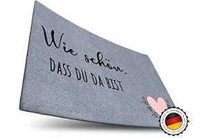 ‎ELBFUCHS ElbFuchs® Fußmatte WASCHBAR | 60x40cm | Schön, DASS du da bist | Türmatte Grau | Fussmatte Innen- und Außen geeignet [Ultra DÜNN UND rutschfest] Fußabstreifer | Fußabtreter | Türvorleger